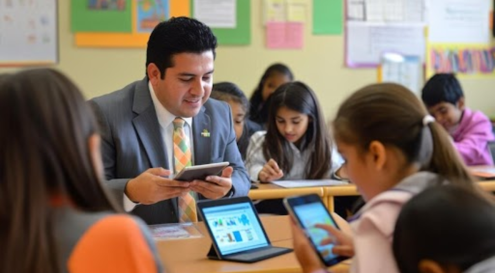 Parent checking a student's progress on a mobile app